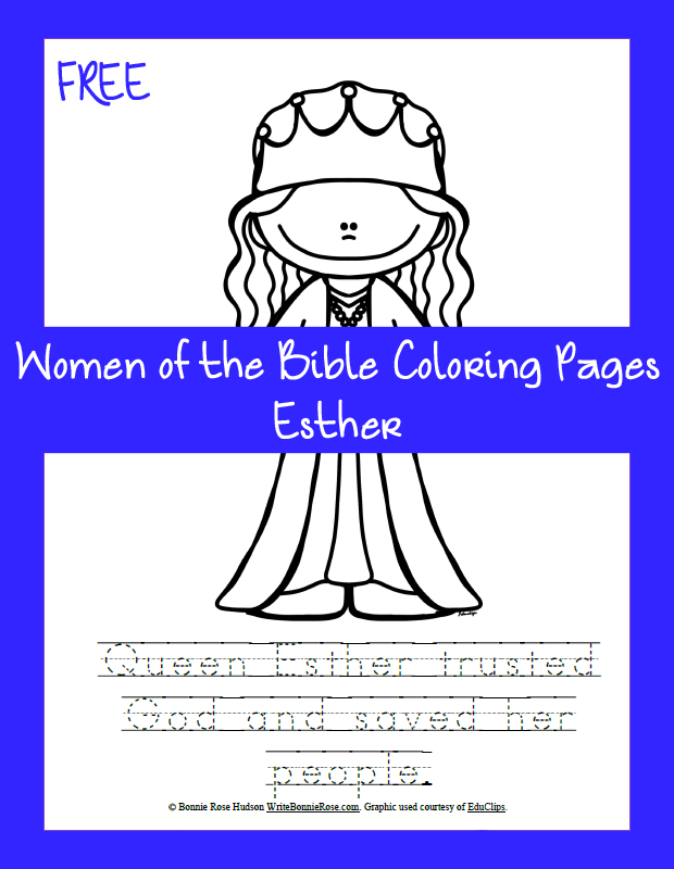 Free Women of the Bible Coloring Page-Esther – Christian Children's Authors