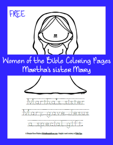 Free Bible Coloring Page-Martha's sister Mary