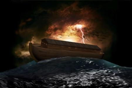 7038326 - noah's ark riding on a swell after the great flood