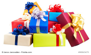 Piles of gift boxes wrapped in colorful paper, ribbon, bow ,Isolated on white. for anniversary, new year, birth day