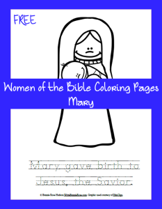 FREE Women of the Bible Coloring Page-Mary